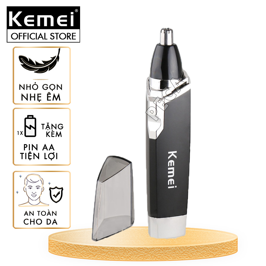 Máy tỉa lông mũi dùng pin cao cấp Kemei 6512 tỉa sát không đau nhỏ gọn tiện lợi tặng kèm 1 pin AA