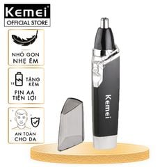 Máy tỉa lông mũi dùng pin cao cấp Kemei 6512 tỉa sát không đau nhỏ gọn tiện lợi + tặng kèm 1 pin AA