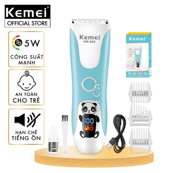 Tông đơ cắt tóc trẻ em Kemei KM-965 có thể cắt tóc, chấn viền cạo tóc dùng được cho trẻ sơ sinh - Bảo hành chính hãng 12 tháng