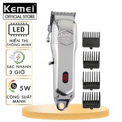 Tông đơ cắt tóc chuyên nghiệp Kemei KM-1998 có màn hình LED hiển thị thích hợp dùng fade tóc, tattoo tóc cho barber shop