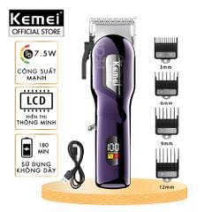 Tông đơ cắt tóc chuyên nghiệp Kemei KM-2335 công suất siêu mạnh 7,5W màn hình LCD sạc nhanh USB type C tiện lợi - Chính hãng