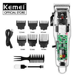Tông đơ cắt tóc chuyên nghiệp Kemei KM-NG108 màn hình LCD hiển thị phiên bản thấy mạch - Hàng chính hãng