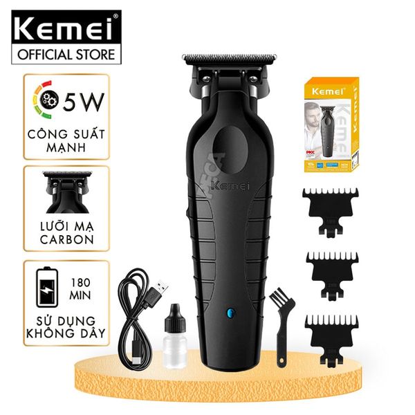 Tông đơ chấn viền Kemei KM-2299 lưỡi cắt mạ carbon cao cấp công suất 5W - Chính hãng