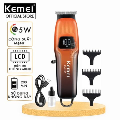 Tông đơ chấn viền Kemei KM-263 công suất mạnh 5W màn hình LCD tiện lợi có thể cạo đầu, khắc tóc tattoo, tạo kiểu- Chính hãng