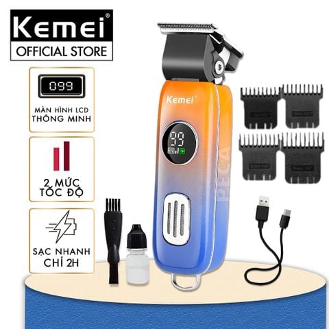 Tông đơ cắt tóc không dây Kemei KM-1837 màn hình LCD thông minh, thiết kế độc đáo, có thể cắt tóc,chấn viền, cạo râu... - hàng phân phối chính thức