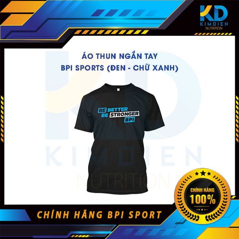  BpiSport - Áo thun ngắn tay, Bpi Sports (Đen - Chữ Xanh) 