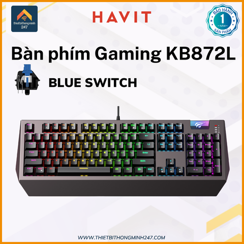 Bàn phím Cơ Gaming có dây HAVIT GAMENOTE KB872L LED RGB Full-size 104 phím BLUE SWITCH