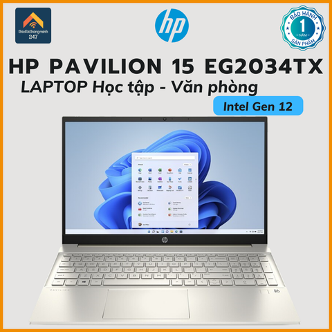 Laptop văn phòng HP Pavilion 15 eg2034TX i7 1255U/8GB/512GB/2GB MX550/15.6