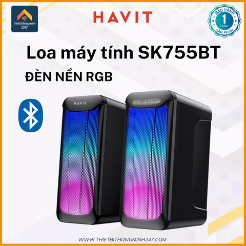 Loa vi tính 2.0 không dây HAVIT GAMENOTE SK755BT đèn LED RGB Công suất 3W*2