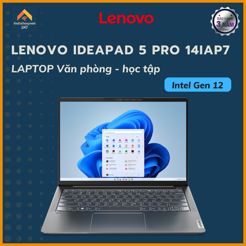 Laptop văn phòng Lenovo Ideapad 5 Pro 14IAP7 i5 1240P/16GB/512GB/14
