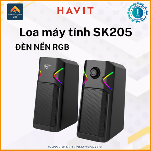 Loa vi tính 2.0 có dây HAVIT GAMENOTE SK205 LED RGB 5W*2