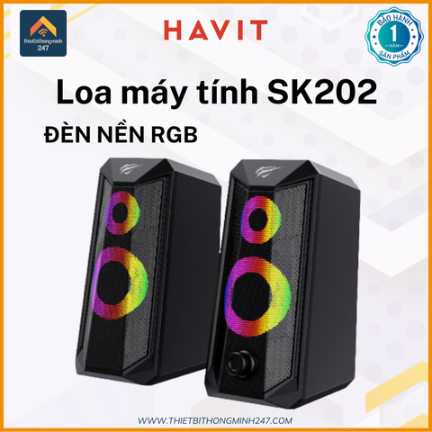 Loa vi tính 2.0 có dây HAVIT GAMENOTE SK202 LED RGB công suất 5W*2