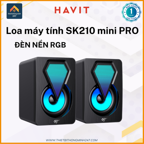 Loa vi tính 2.0 có dây HAVIT SK210 mini PRO LED RGB 3W*2