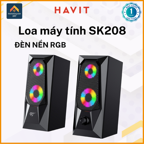 Loa vi tính 2.0 có dây HAVIT GAMENOTE SK208 đèn LED RGB công suất 3W*2