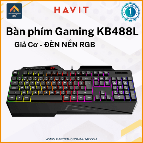 Bàn phím Gaming có dây HAVIT GAMENOTE KB488L LED RGB Full-size 108 phím