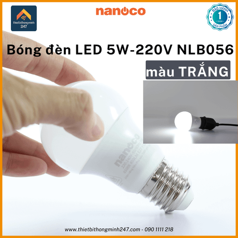 Bóng đèn LED tròn 5W/220V Nanoco NLB056 Ø 5.5cm | sáng trắng 6500K