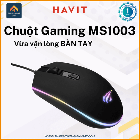 Chuột Gaming có dây HAVIT GAMENOTE MS1003 LED RGB 1200dpi