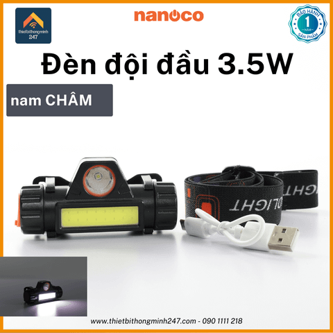 Đèn đội đầu chống nước LED 3,5W mini Nanoco NHL0362B | điều chỉnh ánh sáng, nam châm hút