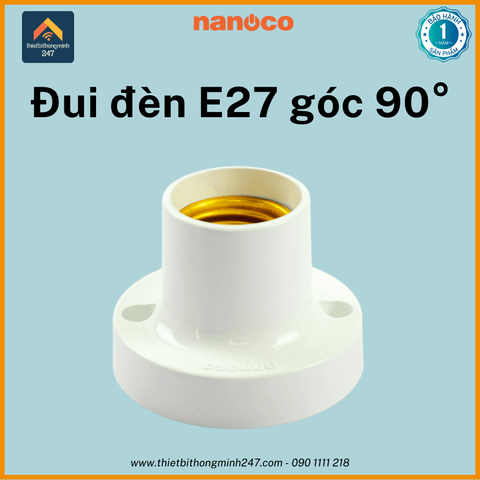 Đui đèn ốp tường/trần E27 Nanoco NAE2790W góc 90 độ