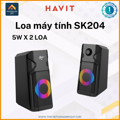 Loa vi tính 2.0 có dây HAVIT GAMENOTE SK204 LED RGB công suất 5W*2