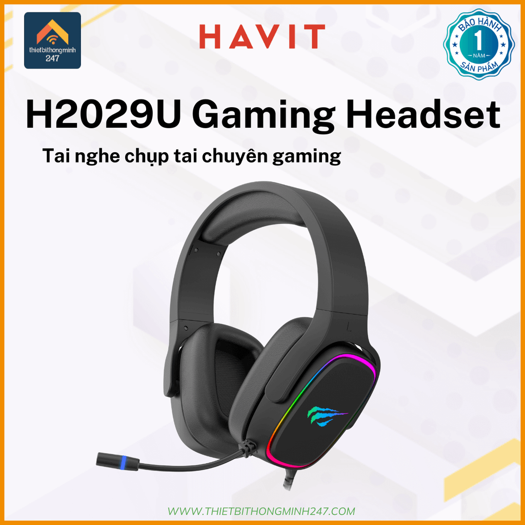 Tai nghe chụp tai Gaming có dây HAVIT GAMENOTE H2029U đèn LED RGB Mic  Thietbithongminh247.com - Nơi an tâm mua sắm cho mọi gia đình