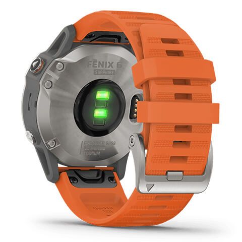 Garmin Fenix 6–Titanium with Ember Orange Band