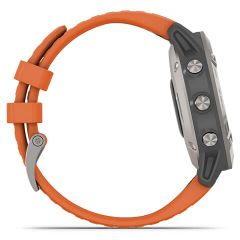 Garmin Fenix 6–Titanium with Ember Orange Band