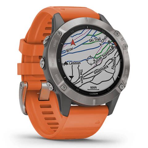 Garmin Fenix 6–Titanium with Ember Orange Band