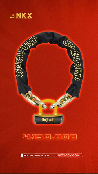  Bộ Khóa Dây Xích 14mm Còng Khóa 14mm Chống Trộm Xe Máy dài 50cm / 60cm / 90cm / 180cm OnGuard 8016L-8048C 