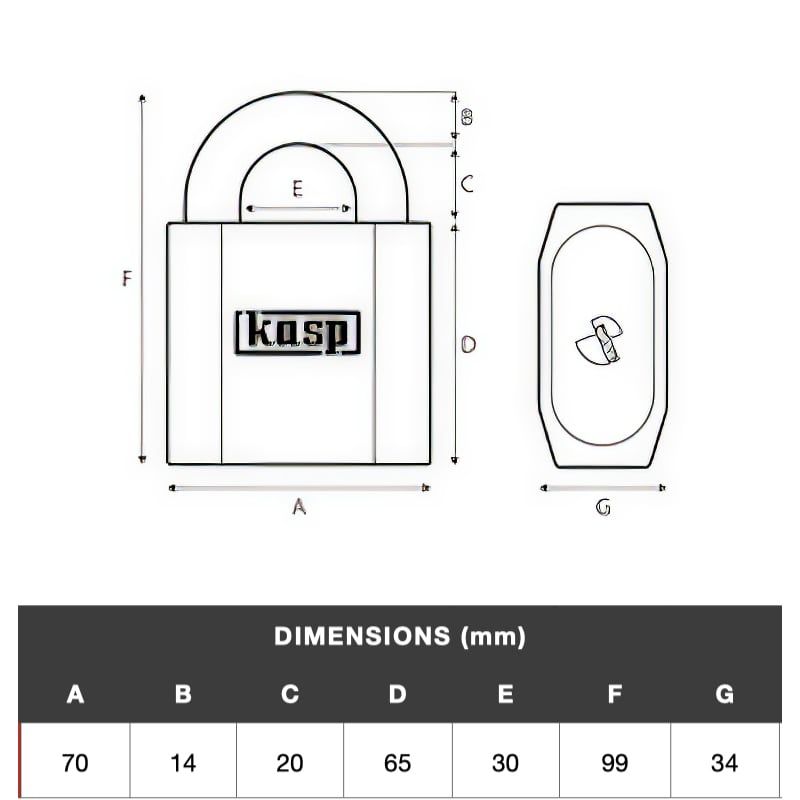  Ổ khóa chống trộm càng khóa 14mm Kasp - K19070OS 