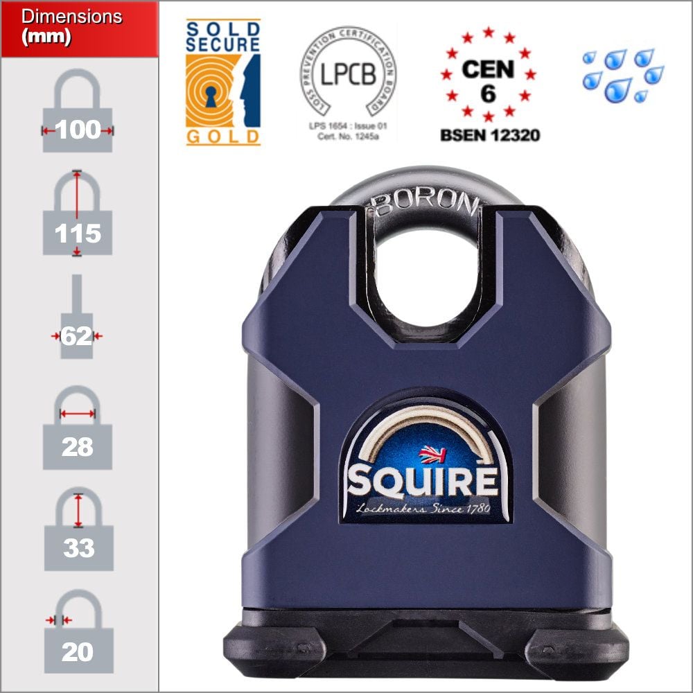  Ổ khóa chống trộm càng khóa 20mm Squire - SS100CS 