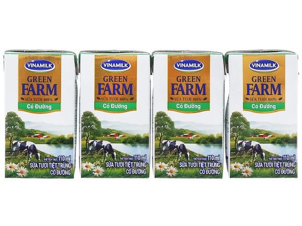 Sữa tươi tiệt trùng Vinamilk Green Farm có đường lốc 4x110ml