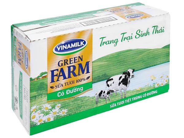 Sữa tươi tiệt trùng có đường Vinamilk Green Farm thùng 48x180ml