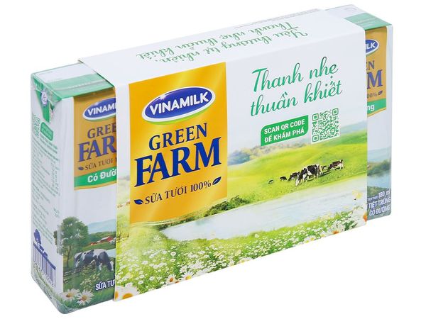 Sữa tươi tiệt trùng có đường Vinamilk Green Farm 4x180ml