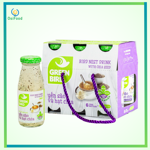 Lốc nước yến hạt chia Green Bird 6x185ml