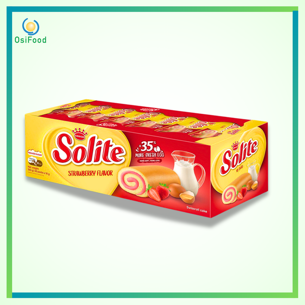 Bánh bông lan cuốn Solite vị kem dâu hộp 360g
