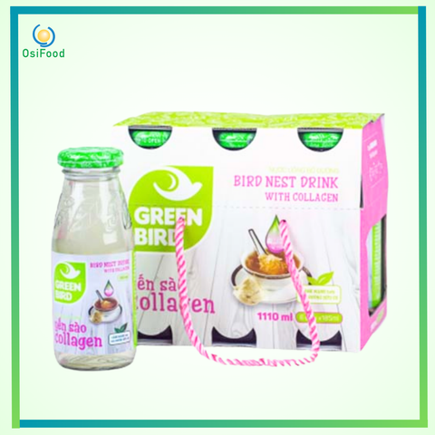 Lốc nước yến Collagen Green Bird 6x185ml