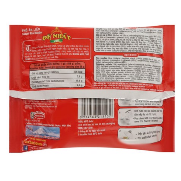 Phở bò Đệ Nhất gói 65g