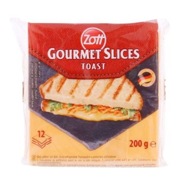 Phô mai lát Zott Toast Gourmet gói 200g (12 lát)