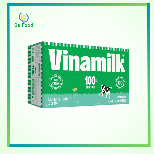 Sữa tươi tiệt trùng Vinamilk 100% có đường 48x180ml