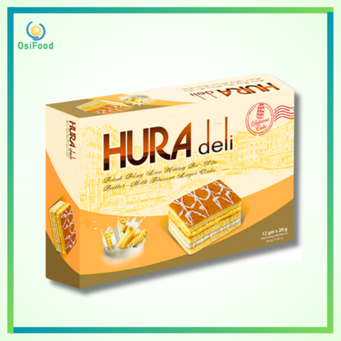 Bánh bông lan Hura Deli hương bơ sữa hộp 336g