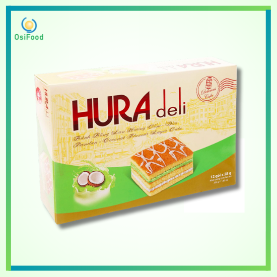 Bánh bông lan Hura Deli hương cốm dừa hộp 336g