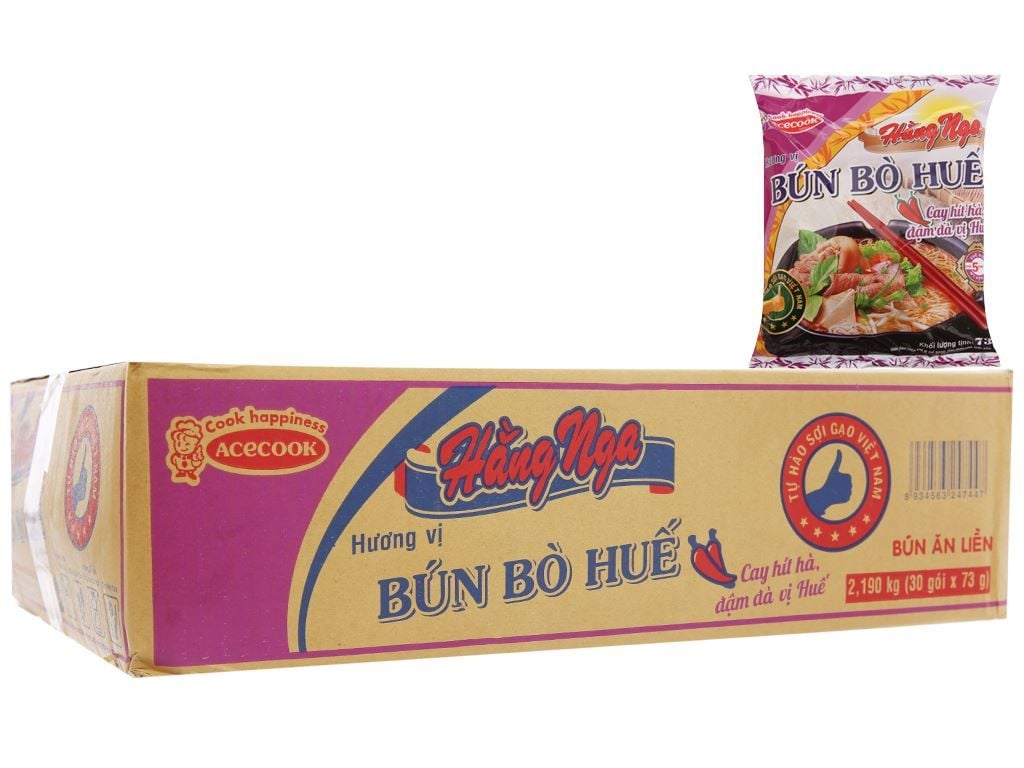  Hằng Nga -Bún Bò Huế thùng 30 gói 