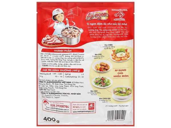 Hạt nêm xương, thịt heo Aji-ngon gói 400g