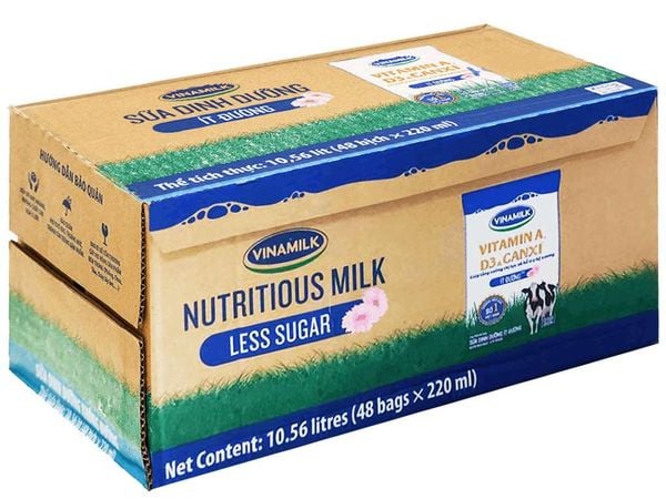 Sữa dinh dưỡng Vinamilk ít đường thùng 48x220ml