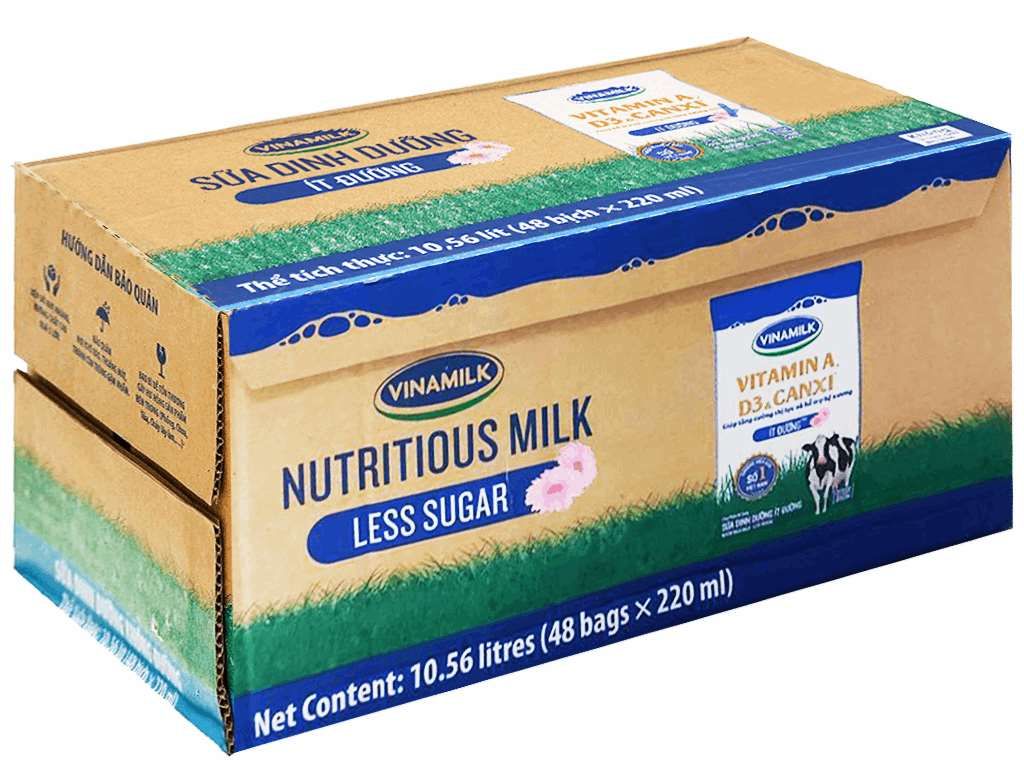  Sữa dinh dưỡng Vinamilk ít đường thùng 48x220ml 