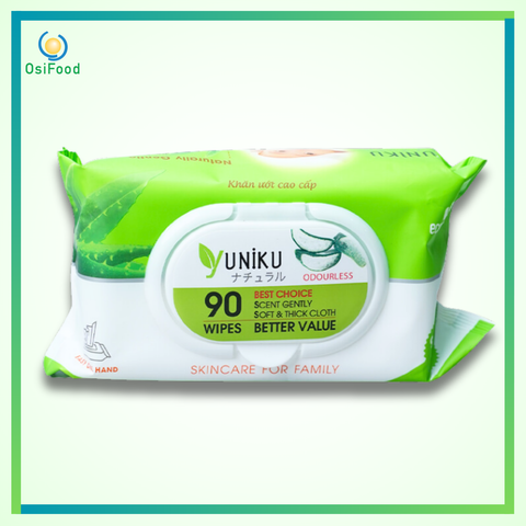 Khăn ướt Không Cồn - Yuniku Xanh Lá Không Mùi 90T