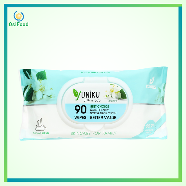 Khăn ướt Không Cồn - Yuniku Xanh Ngọc Hương Lài 90T