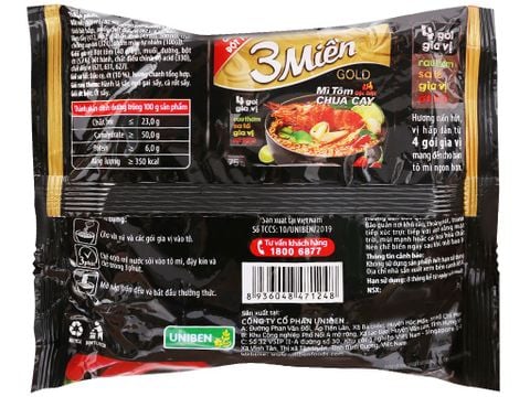 Mì 3 Miền Gold tôm chua cay đặc biệt 75g