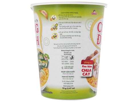 Mì Cung Đình chay rau nấm chua cay ly 69g
